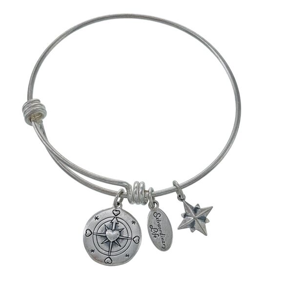 Footnotes Sterling Silver 925 Go Confidently Quote Charm Slide Bracelet 7.5" - Picture 1 of 6